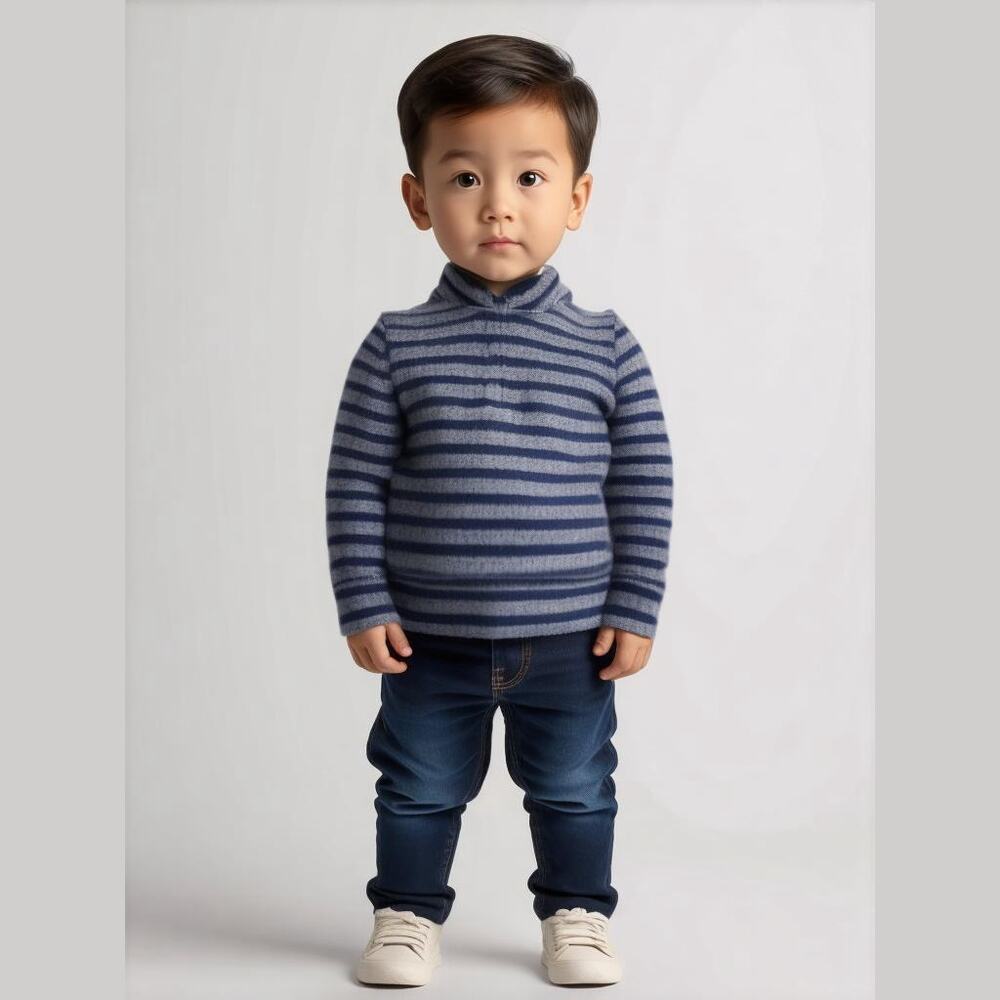 Gap Boys Pullover Size 4 Navy Blue Striped Quarter Zip‎